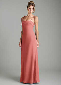 Azazie Ellia Robes de demoiselle d'honneur Robe Trapèze en Mousseline de soie Nœud Antique Rose image3