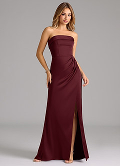 Azazie Aretha Bridesmaid Dresses Cabernet A-Line Strapless Stretch Satin Convertible Dress image4