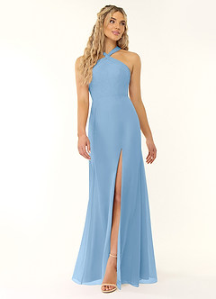 Azazie Rue At-home Try On Dresses Agave A-Line Halter Chiffon Dress image1