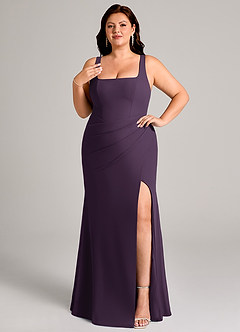 Azazie Mero Brautjungfernkleider Etui Plissee Chiffon Kleid Pflaume image11