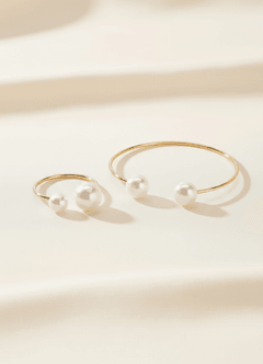 front Dubbele parel sieraden ringset