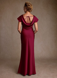 Azazie Shelby Abiti per la Madre della Sposa Abito Sirena in Raso Elasticizzato Plissettato Borgogna image2