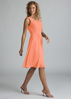 Azazie Grace Vente Finale Robe Trapèze en Mousseline de soie Plissée Coucher De Soleil image4