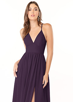 Azazie Aaida Bridesmaid Dresses Plum A-Line Corset Chiffon Dress image6
