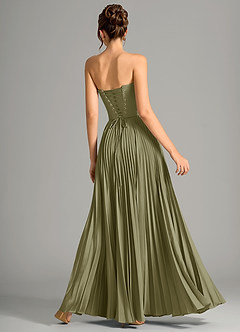 Azazie Saedra Robes de demoiselle d'honneur Robe Trapèze en Satin extensible Corset Pistache image6