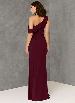 Azazie Rorie Bridesmaid Dresses Cabernet Sheath One Shoulder Luxe Knit Dress image2