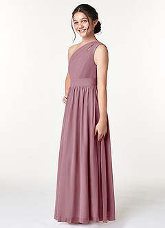 Azazie Molly Junior Vintage Mauve A-Line Pleated Chiffon Dress image4