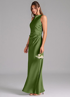 Azazie Evadne Bridesmaid Dresses Juniper A-Line Pleated Stretch Satin Dress image1