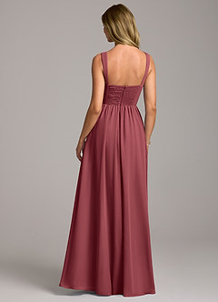 Azazie Rosaline Abiti da Damigella Abito A-Line in Chiffon Spacco Laterale Merlot image6