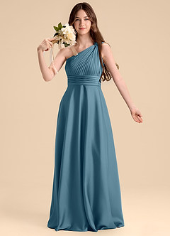 Azazie Charlize Junior Bermuda A-Line Pleated Stretch Satin Dress image6