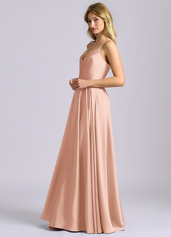 Azazie Truce Bridesmaid Dresses Rose Gold A-Line Stretch Satin Dress image5