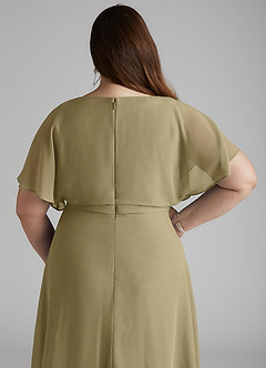 Azazie Aaliyah Abiti da damigella modesti Abito A-Line con Scollo a U a Pieghe Chiffon Floor-Length image10