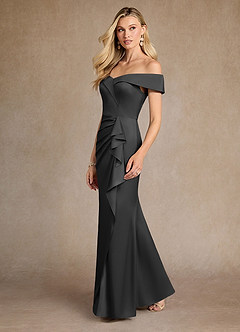 Azazie Laredo vestidos de madre de la novia Vestido de Negro de Satén Elástico de Sirena con Vestidos sin tirantes image5