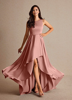 Azazie Niles Mother of the Bride Dresses Rosette A-Line Trains Stretch Satin Dress image2