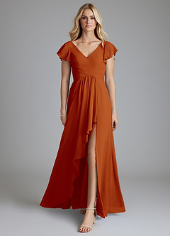 Azazie Omari Bridesmaid Dresses Paprika A-Line Chiffon Dress image3