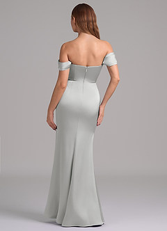 Azazie Miley 신부 들러리 드레스 인어 오프 더 숄더 스트레치 새틴 바닥 길이 드레스 image7