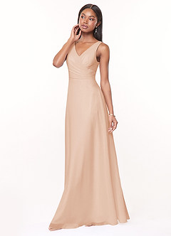 Azazie Nala Robes de demoiselle d'honneur Robe Trapèze en Mousseline de soie Plissée Rose Perle image3