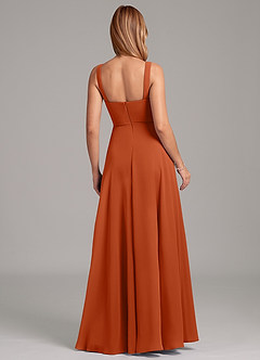Azazie Shaude Bridesmaid Dresses Burnt Orange A-Line Pleated Chiffon Dress image2