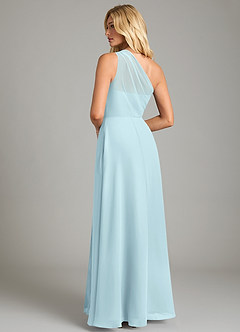 Azazie Phaedra Bridesmaid Dresses Cloud Blue A-Line One Shoulder Chiffon Dress image2