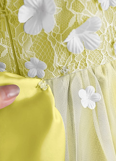 Azazie Celia Flower Girl Dresses Canary A-Line Lace Tulle Dress image8
