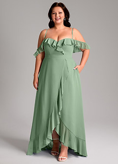 Azazie Lyra Bridesmaid Dresses Matcha A-Line Chiffon Convertible Dress image16