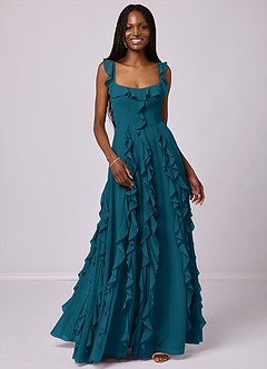 Barbie ♥ Azazie Bridesmaid Dresses Ink Blue A-Line with Pockets Chiffon Dress image4
