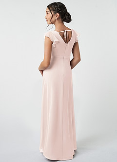 Azazie Claudine Junior Rose Petal A-Line Pleated Chiffon Dress image4