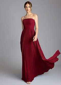 Azazie Mariana Bridesmaid Dresses Burgundy A-Line Strapless Chiffon Dress image3