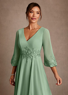 Azazie Ana Kleider für die Brautmutter A-Linie Spitze Chiffon Kleid Matcha image5