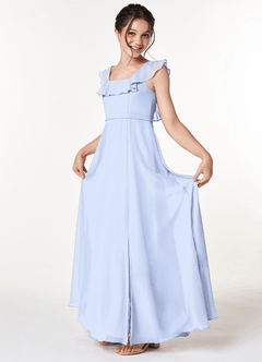 Azazie Jinny Junior Ice A-Line Ruched Chiffon Dress image1