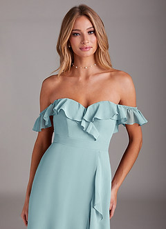 Azazie Lyra Robes de demoiselle d'honneur Robe Trapèze Convertible en Mousseline de soie Verre De Mer image9
