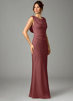 Azazie Kieryn Bridesmaid Dresses Amethyst Mermaid Pleated Stretch Satin Dress image3