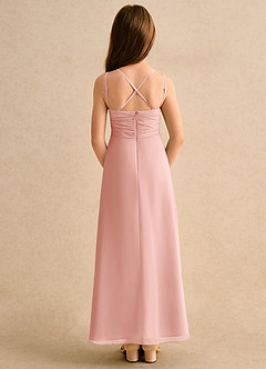 Azazie Zaida Girls Formal 플라워 걸 드레스 A라인 플리츠 쉬폰 발목 길이 드레스 image2