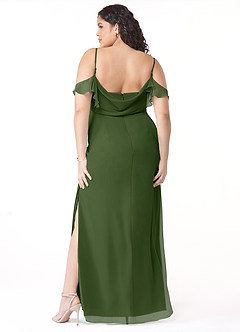 Azazie Emeralda Bridesmaid Dresses Olive Sheath Off the Shoulder Chiffon Dress image8