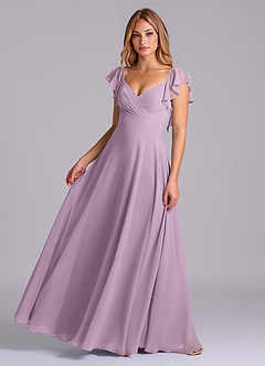Azazie Leilani Bridesmaid Dresses Wisteria A-Line Pleated Chiffon Dress image1
