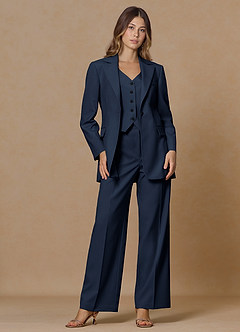 front Rowan Dark Navy Refined Weave Performance 2-Piece Suit