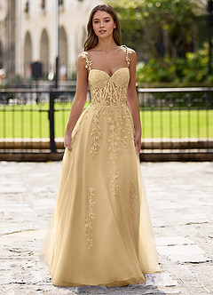 Dreamscape Champagne A-line Prom Dress image5