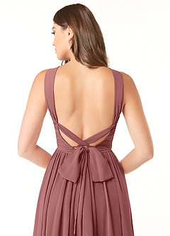 Azazie Dionne Bridesmaid Dresses Amethyst A-Line Corset Chiffon Dress image3