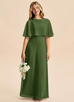 Azazie Maris Junior Vestido Oliva de Gasa de Corte en A image1