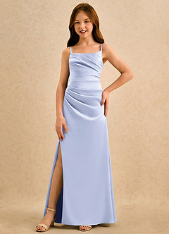 Azazie Cannoli Girls Formal Blumenmädchenkleider A-Linie Plissee Matte Satin Kleid Lavendel image3