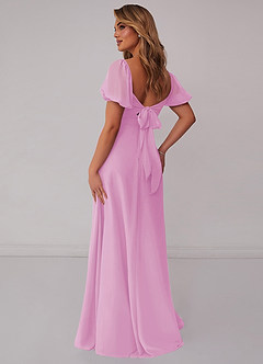 Barbie ♥ Azazie Robes de demoiselle d'honneur Robe Trapèze en Mousseline de soie Plissée Rose Bonbon image2