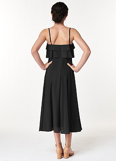 Azazie Ensley Junior Black A-Line Pleated Chiffon Dress image2