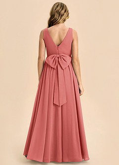 Azazie Hathaway Junior Antique Rose A-Line Bow Chiffon Dress image1