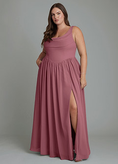 Azazie Novi Bridesmaid Dresses Desert Rose A-Line Pleated Chiffon Dress image7