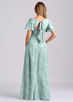 Azazie Kimber Robes de demoiselle d'honneur Robe Trapèze en Blumen-Burnout avec poches Brume image8