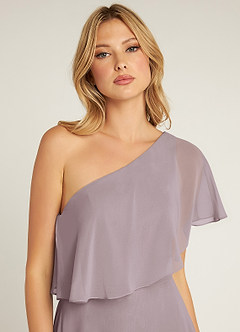Azazie Lizzy Bridesmaid Dresses Dusk A-Line One Shoulder Chiffon Dress image7