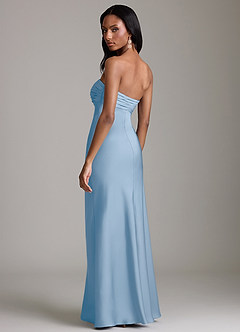 Azazie Saylor Vestidos de damas de honor Vestido de Azul Pálido de Satén Elástico de Corte Sirena con Sin tirantes image5