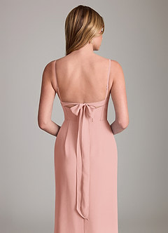 Azazie Mai Bridesmaid Dresses Rosette Sheath Pleated Chiffon Dress image6