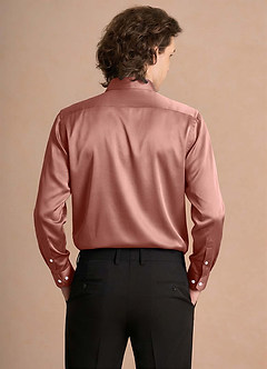 front Julian Rosette Stretch Satin Dress Shirt