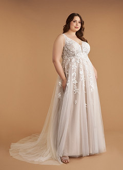 Azazie Sorella Suknie ślubne Linia A Cekiny Tiul Pociąg Kapliczny Sukienka image14